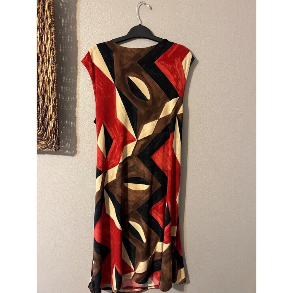 Ralph Lauren Red Black Brown Stretch Dress Washable 1X - Picture 5 of 7